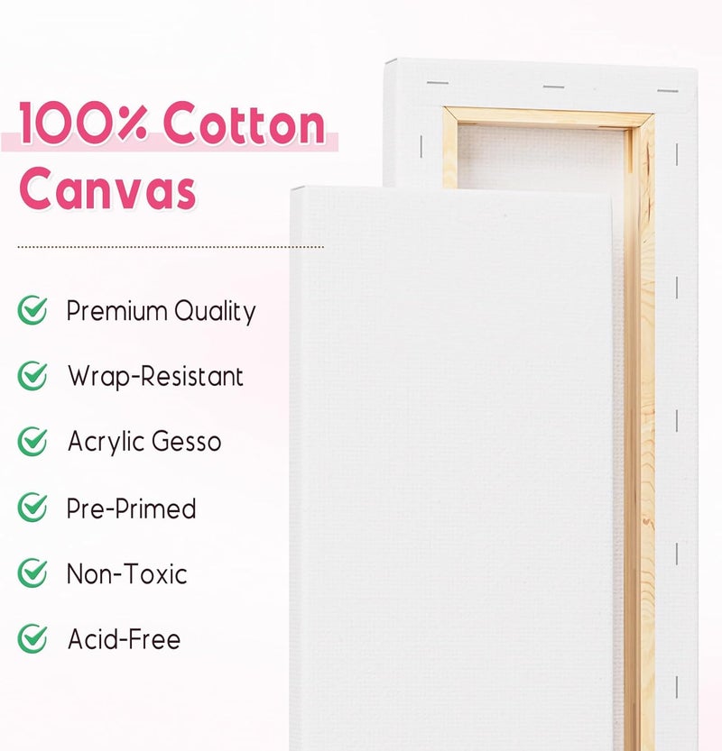 HANSILK Art Supplies Stretched Canvas for Painting 4×12 Inch，3 Pack Primed Acid Free Cotton Canvases Thickened Blank Canvas Panels for Painting, Acrylic Pouring, Oil Paint - Image 3